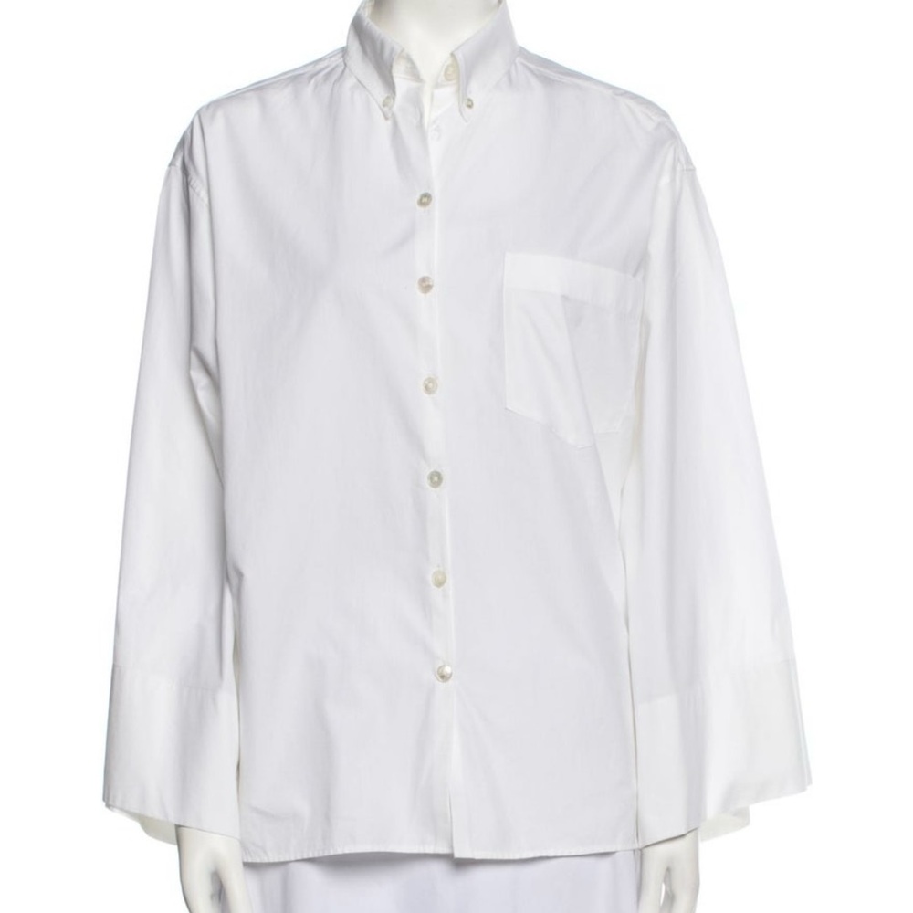 Hermes White Casual Button Down Shirt